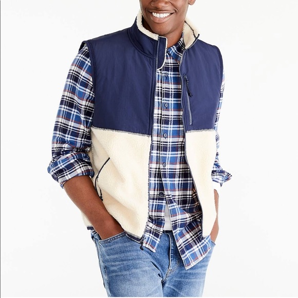 J. Crew Other - J.Crew Mens Sherpa Zip Up Vest